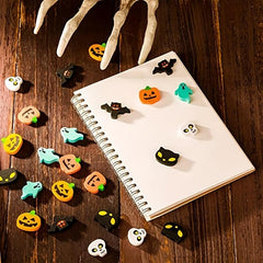 50pcs Halloween Erasers Bulk Pumpkin Ghost Skull Bat Erasers For Trick Or Treat