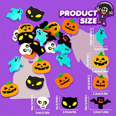 50pcs Halloween Erasers Bulk Pumpkin Ghost Skull Bat Erasers For Trick Or Treat
