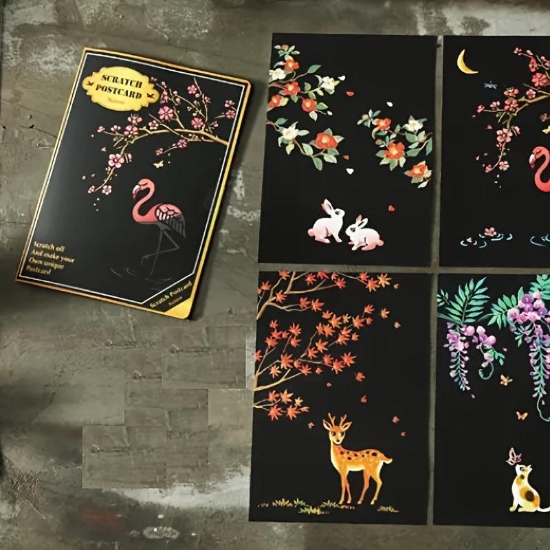 4pcs Rainbow Scratch Art Paper Painting Kit for Adults