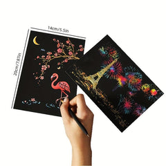 4pcs Rainbow Scratch Art Paper Painting Kit for Adults