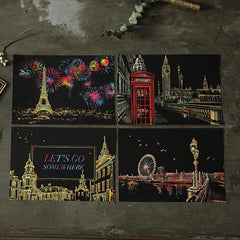 4pcs Rainbow Scratch Art Paper Painting Kit for Adults