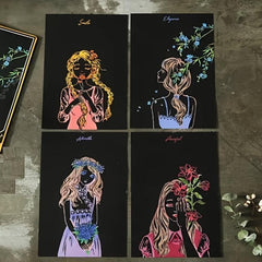 4pcs Rainbow Scratch Art Paper Painting Kit for Adults
