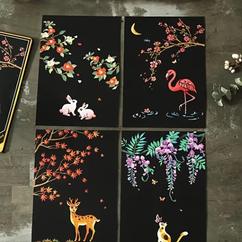 4pcs Rainbow Scratch Art Paper Painting Kit for Adults