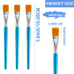 10 Flat Paint Brushes 7.62-10.16 cm Acrylic Brush Set