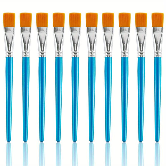 10 Flat Paint Brushes 7.62-10.16 cm Acrylic Brush Set