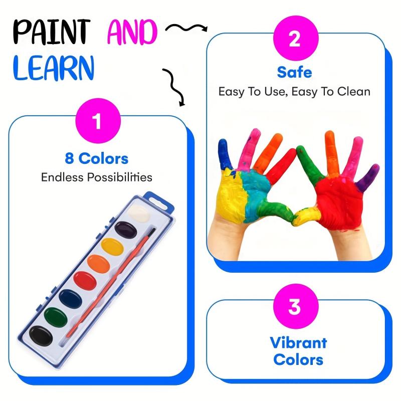 Children & Adult Watercolor Set - 8 Colors Palette Bulk Set