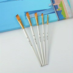 5pcs Gouache Pen Set Pearlescent Painting Pen Nylon Hair Wooden Rod
