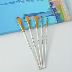 5pcs Gouache Pen Set Pearlescent Painting Pen Nylon Hair Wooden Rod