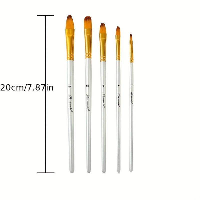 5pcs Gouache Pen Set Pearlescent Painting Pen Nylon Hair Wooden Rod