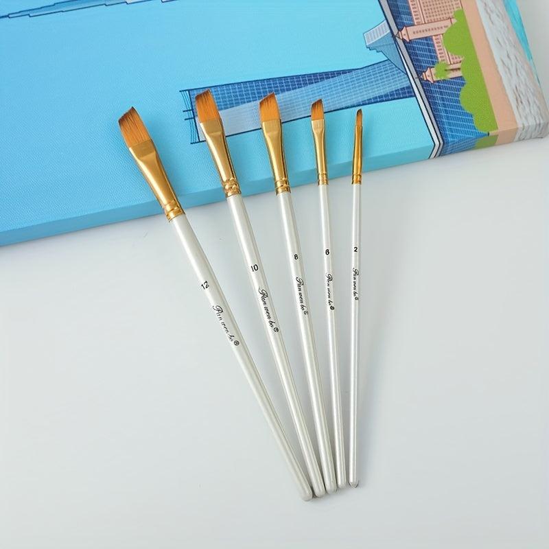 5pcs Gouache Pen Set Pearlescent Painting Pen Nylon Hair Wooden Rod