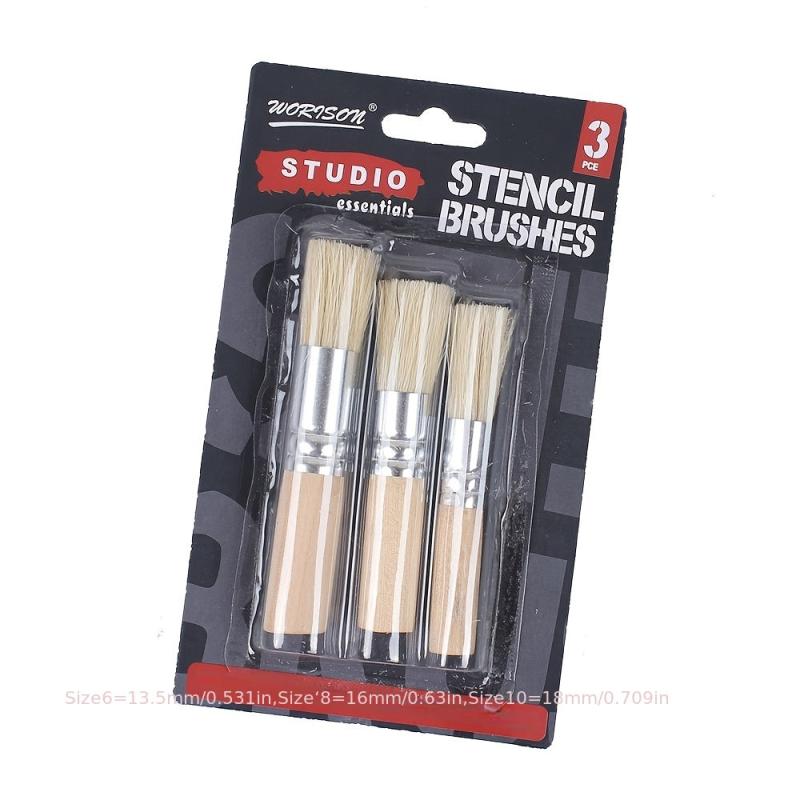 3 Pack Hollow Template Brushes - Acrylic & Watercolor - No Shedding