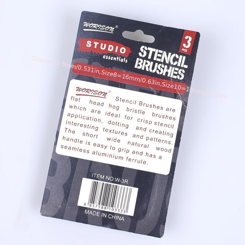 3 Pack Hollow Template Brushes - Acrylic & Watercolor - No Shedding