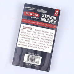 3 Pack Hollow Template Brushes - Acrylic & Watercolor - No Shedding