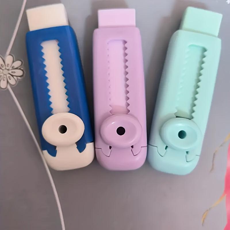 3pcs Macaron Push-pull Erasers for School Office Pencils