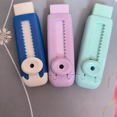 3pcs Macaron Push-pull Erasers for School Office Pencils