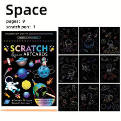 9pcs Scratch Art Paper Rainbow Scratch Off Cards Kit Adults 19x14cm