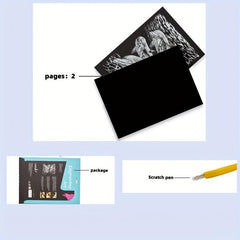 Kids Golden Scratch Paper Art Set Halloween Christmas Gift