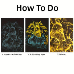 Kids Golden Scratch Paper Art Set Halloween Christmas Gift