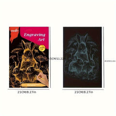 Kids Golden Scratch Paper Art Set Halloween Christmas Gift