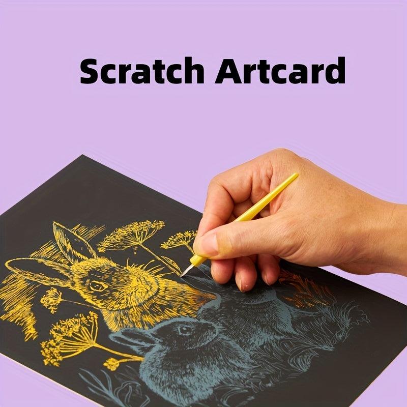 Kids Golden Scratch Paper Art Set Halloween Christmas Gift