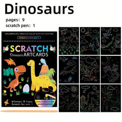9pcs Scratch Art Paper Rainbow Scratch Paper Painting Kit 19x14cm