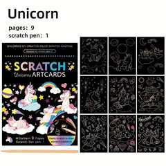 9pcs Scratch Art Paper Rainbow Scratch Paper Painting Kit 19x14cm