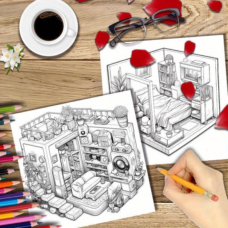 22pcs Pocket Room Coloring Book Halloween Thanksgiving Christmas Holiday Party