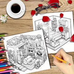 22pcs Pocket Room Coloring Book Halloween Thanksgiving Christmas Holiday Party