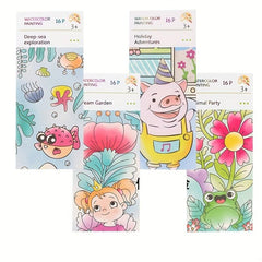 16pcs Watercolor Painting Kit Self-contained Paint Sticky Note Graffiti Book