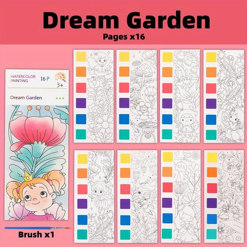 16pcs Watercolor Painting Kit Self-contained Paint Sticky Note Graffiti Book