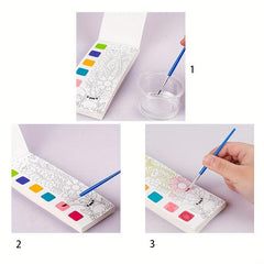 16pcs Watercolor Painting Kit Self-contained Paint Sticky Note Graffiti Book