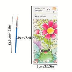 16pcs Watercolor Painting Kit Self-contained Paint Sticky Note Graffiti Book