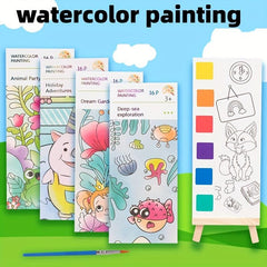 16pcs Watercolor Painting Kit Self-contained Paint Sticky Note Graffiti Book