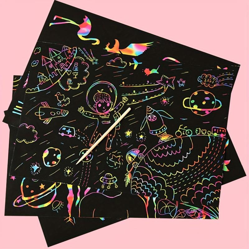 10pcs Colorful Scraping Painting Paper for Children's DIY