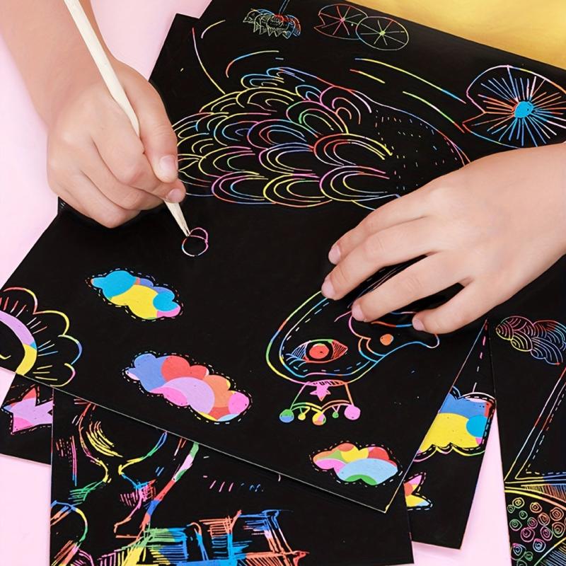 10pcs Colorful Scraping Painting Paper for Children's DIY