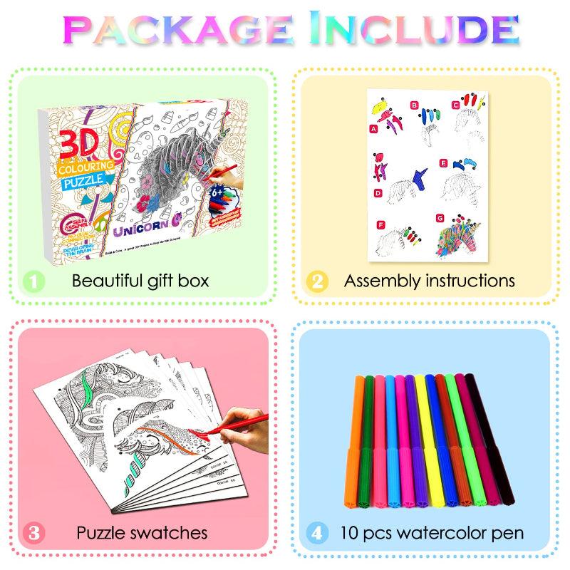 DIY 3D Puzzle Doodle Guitar Violin Painting Set with 10 Colorful Pens