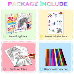 DIY 3D Puzzle Doodle Guitar Violin Painting Set with 10 Colorful Pens