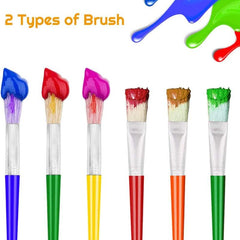 4pcs Kids Paint Brushes Toddler Large Round Flat Preschool Washable Acrylic