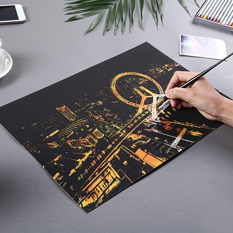 Rainbow Scratch Art Paper Kit for Adults, 40 Sheets