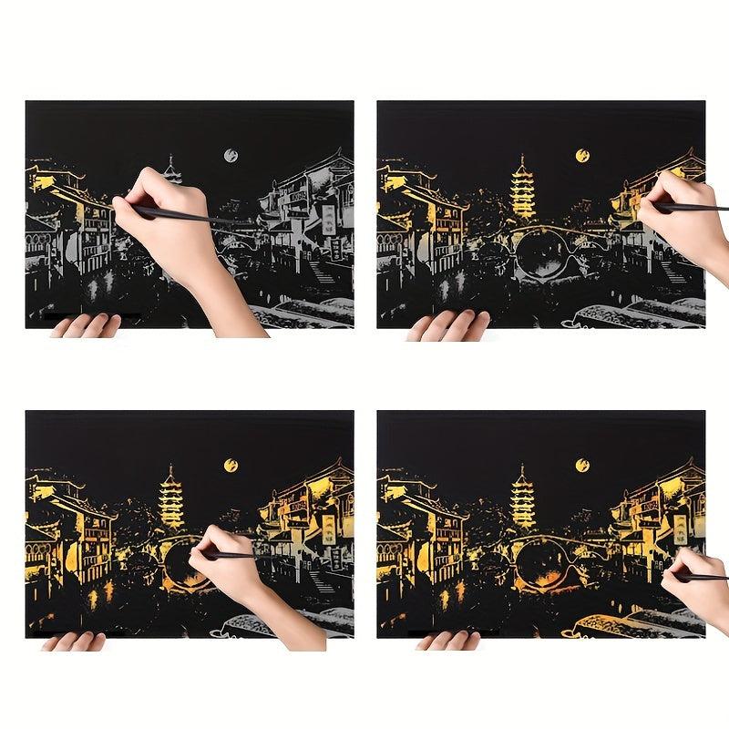 Rainbow Scratch Art Paper Kit for Adults, 40 Sheets