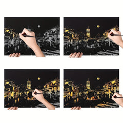 Rainbow Scratch Art Paper Kit for Adults, 40 Sheets