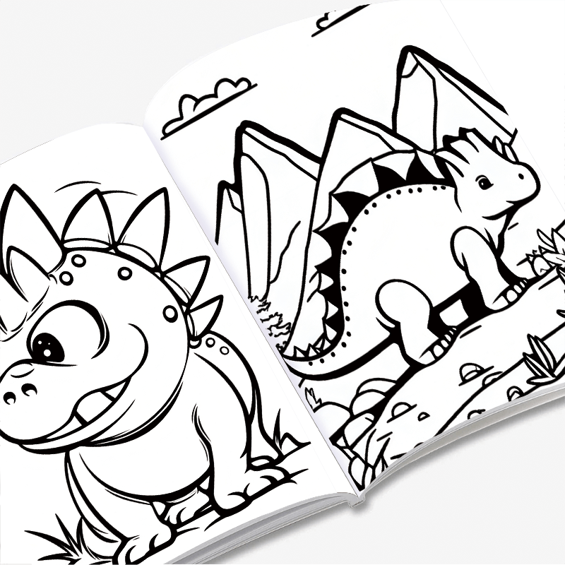 Dinosaur Coloring Book for Kids, Holiday Party Gift, 30 Pages