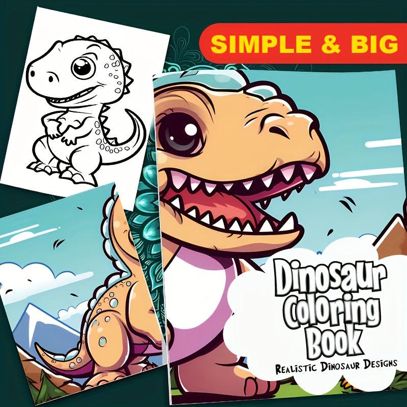 Dinosaur Coloring Book for Kids, Holiday Party Gift, 30 Pages
