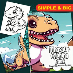 Dinosaur Coloring Book for Kids, Holiday Party Gift, 30 Pages