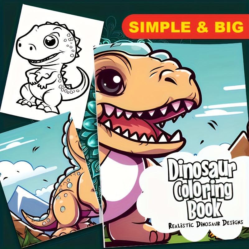 Dinosaur Coloring Book for Kids, Holiday Party Gift, 30 Pages