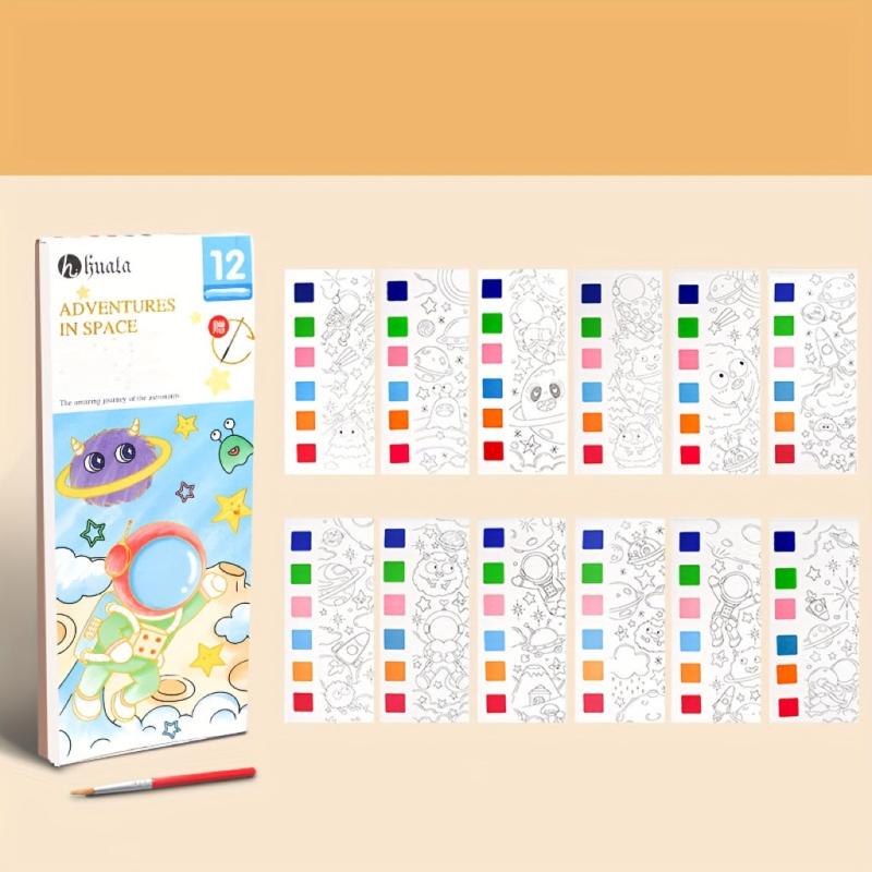 12 Sheets Watercolor Puzzle Book DIY Clip Art Paper