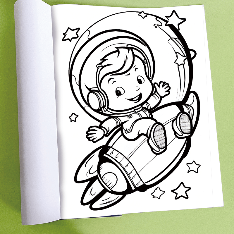 Astronaut Theme Kids Coloring Book 30 Pages