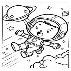 Astronaut Theme Kids Coloring Book 30 Pages