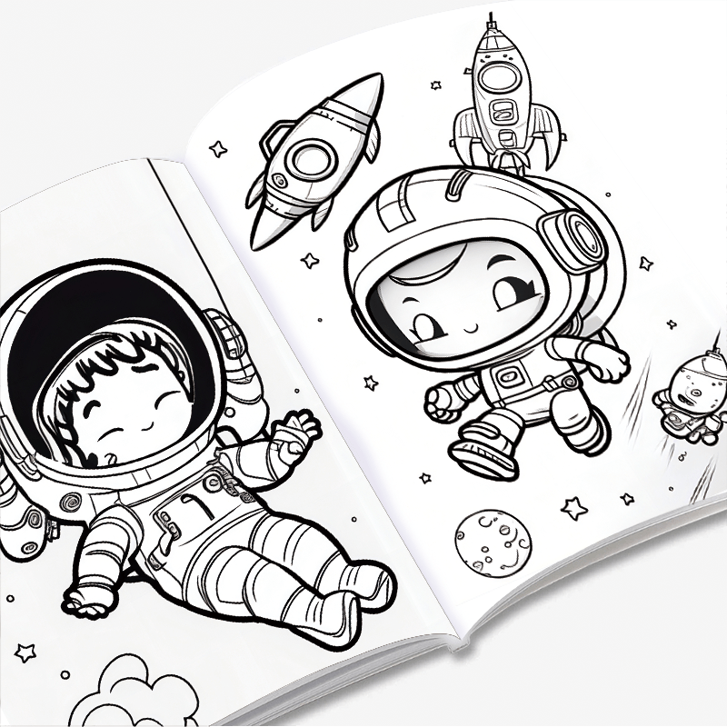 Astronaut Theme Kids Coloring Book 30 Pages