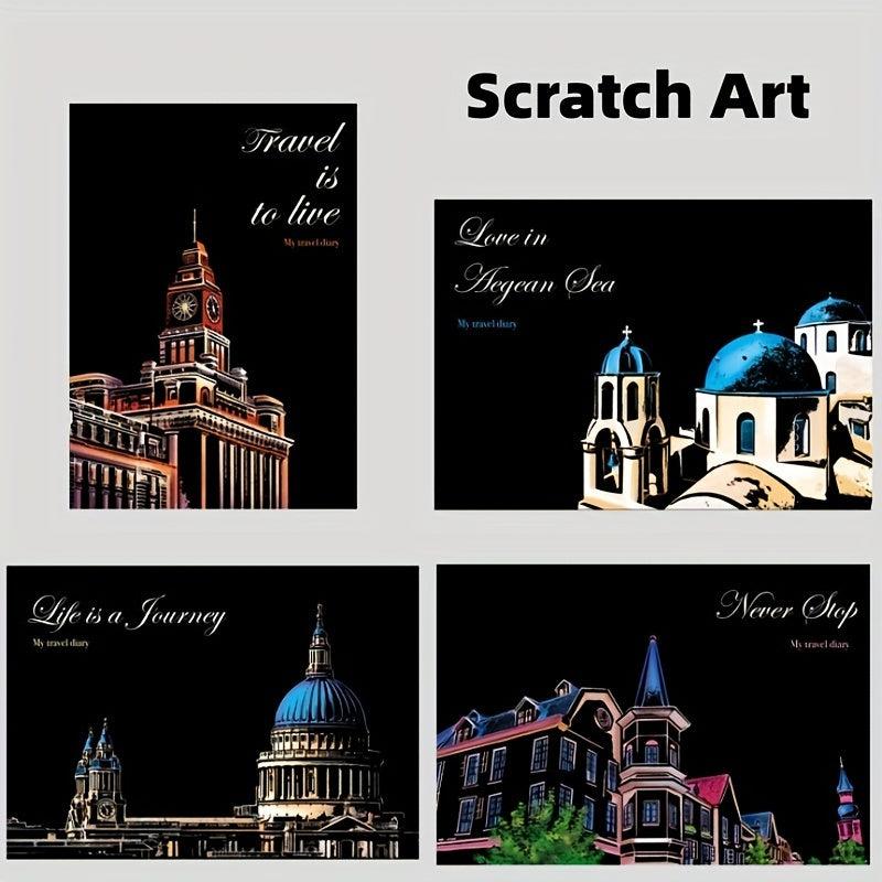 4pcs Rainbow Scratch Art Paper for Kids and Adults